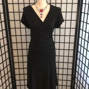 A black wrap dress